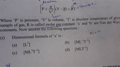 Where ' P ' is pressure, ' V ' is volume, ' T ' is absolute temperature o..