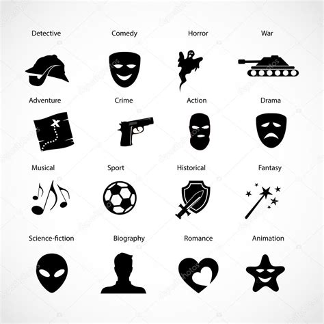 Movie genres icon set vector Stock Vector by ©MrsWilkins 120192184
