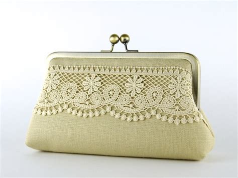 Linen Lace Clutch With Silk Lining, Bridesmaid Gift, Wedding Clutch - Etsy