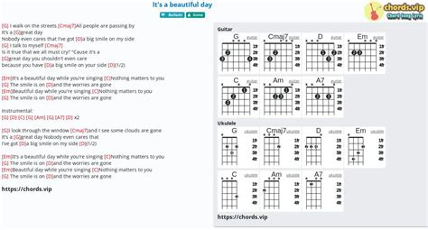 Chord: It's a beautiful day - tab, song lyric, sheet, guitar, ukulele | chords.vip