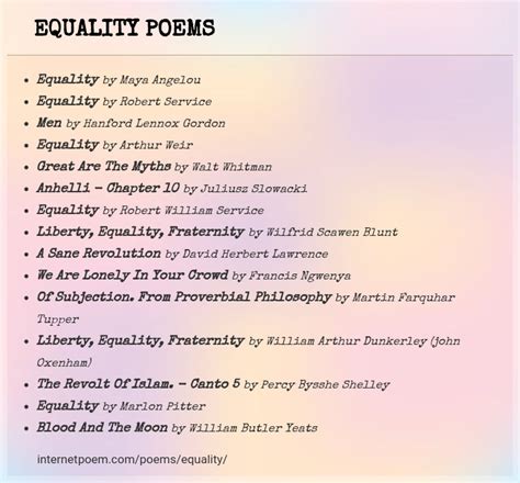 Equality Poems