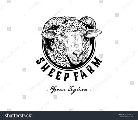 Vintage Logo Sheep Head Hand Drawn: vector de stock (libre de regalías) 1099779728 | Shutterstock