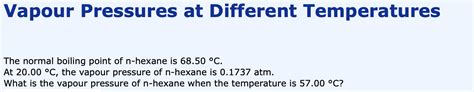 Solved The normal boiling point of n-hexane is 68.50 °C.At | Chegg.com