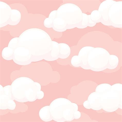 textura de nubes rosas estilizadas de dibujos animados sin costuras. cielo de patrones sin ...