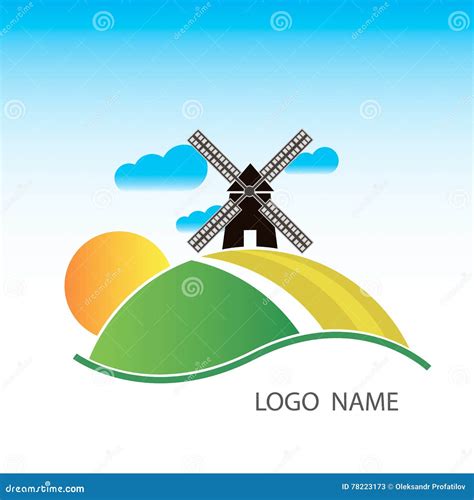 Logo with a mill. stock illustration. Illustration of grass - 78223173