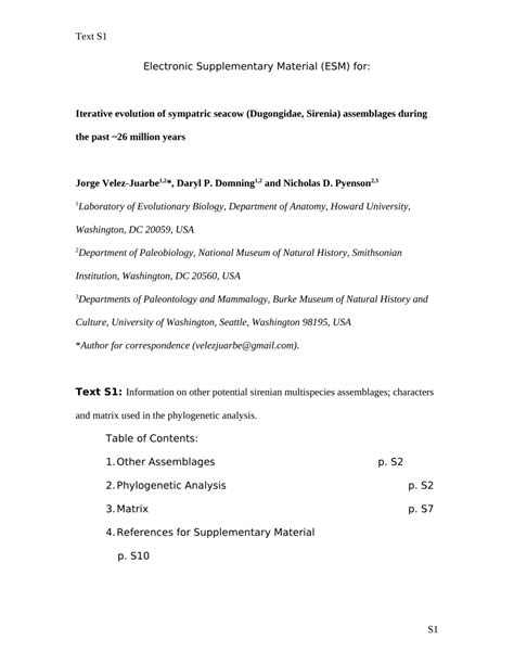 (PDF) Iterative Evolution of Sympatric Seacow (Dugongidae, Sirenia) Assemblages during the Past ...