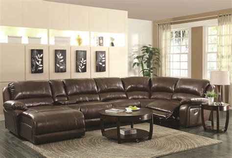 Coaster Mackenzie Chestnut 6-Piece Reclining Sectional Sofa with Casual ...