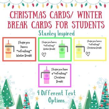 Christmas Cards, Winter Break Cards For Students Stanley Inspired 8 Per Page