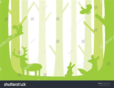 Silhouette Illustration Forest Animals Stock Vector (Royalty Free ...