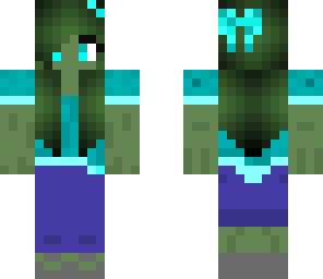 Cute Turcoise Zombie Girl | Minecraft Skin