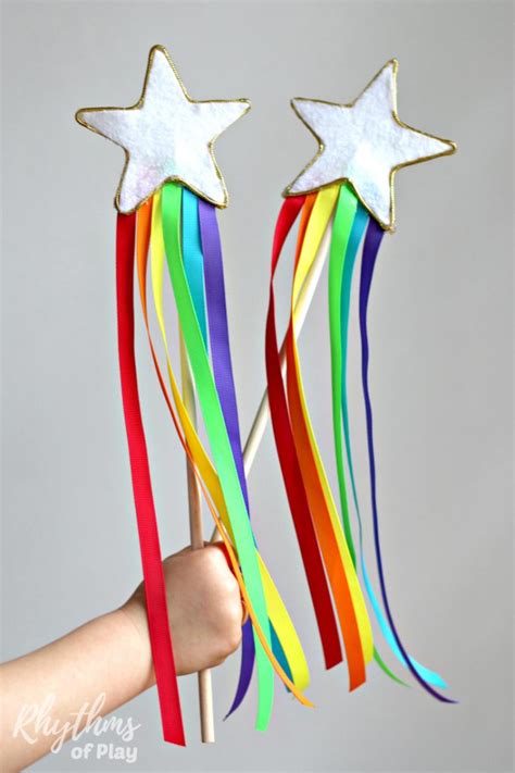 Rainbow Ribbon Magic Wand DIY Toy for Kids | Rainbow crafts, Rainbow ribbon, Ribbon crafts