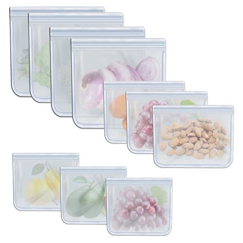 10 Pack Multiple Size Reusable Food Storage Bags, Food Preservation Bag ...