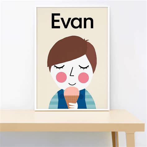 Personalized ice cream boy, wall print – Lorna Freytag Illustration