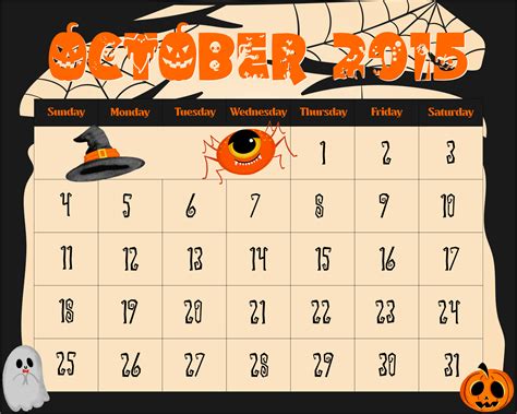 5 Best Images of 2015 Calendar Printable October Halloween - October Halloween Calendar 2015 ...