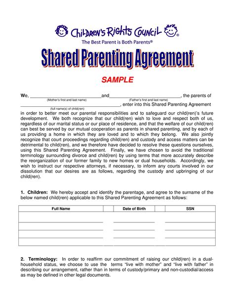 Shared Parenting Agreement - How to draft a Shared Parenting Agreement? Download this Shared ...