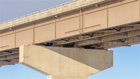 Panorama View Beneath a Stringer Bridge with Massive Abutment that ...