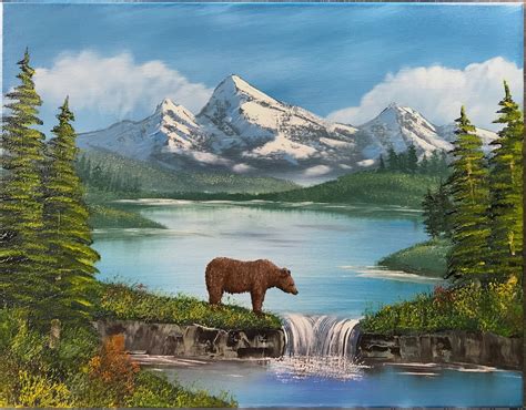 Original Oil Painting 'The Bear' Bob Ross Style | Etsy