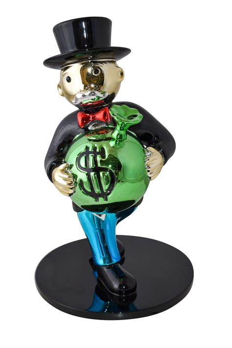 Vibrant Monopoly Man Holding Money Bag Resin Statue Small Size: 10" x ...