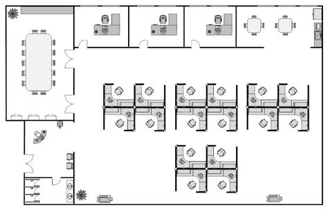 Cubicle Office Layout Example - SmartDraw | Office space planning, Office floor plan, Office plan