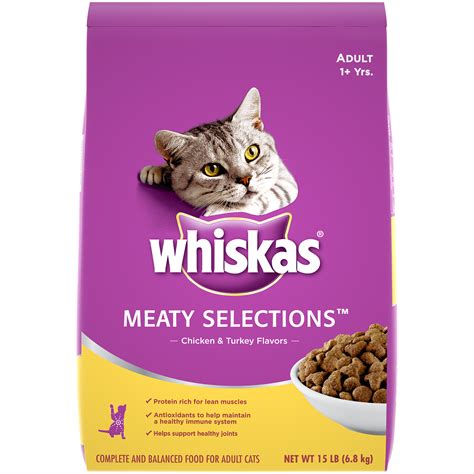 Whiskas Dry Cat Food Meaty Selections Chicken & Turkey 15 lb. Bag