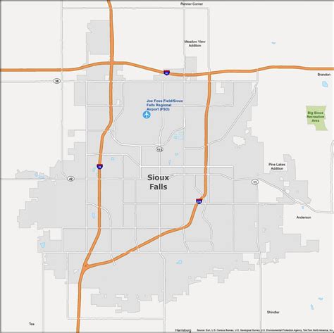 Map of Sioux Falls, South Dakota - GIS Geography