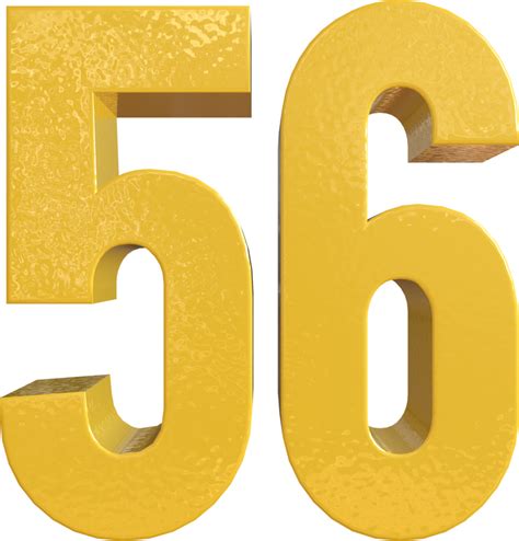 Number 56 Yellow Metal Paint 3D Render 16652972 PNG