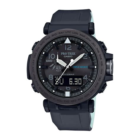 Protrek - Casio Men's Pro Trek Solar Powered Triple Sensor Watch, Black Silicone Strap - Walmart ...