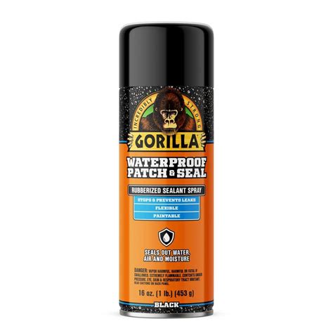 Gorilla 16 oz. Waterproof Patch and Seal Rubberized Sealant Black Spray Paint 104052 - The Home ...