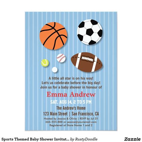 Sports Themed Baby Shower Invitations | Zazzle.com | Sports baby shower invitations, Sports baby ...