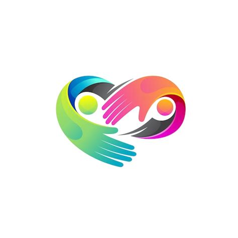 Logotipo de cuidado de personas con diseño de apretón de manos logotipos de comunidad de amor ...