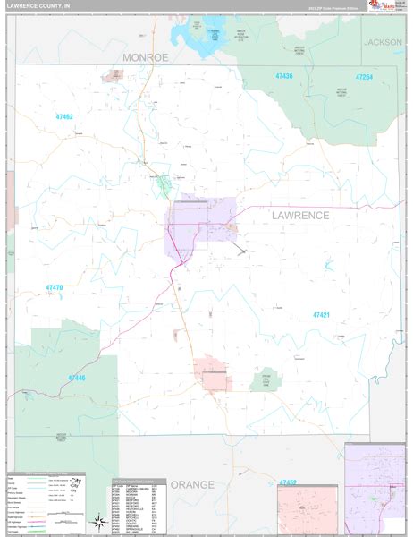 Lawrence County, IN Wall Map Premium Style by MarketMAPS - MapSales