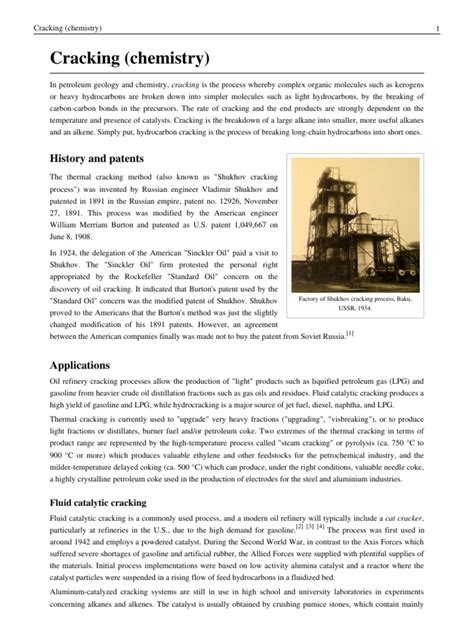 Wikiepdia - Cracking Chemistry) | Cracking (Chemistry) | Chemical ...