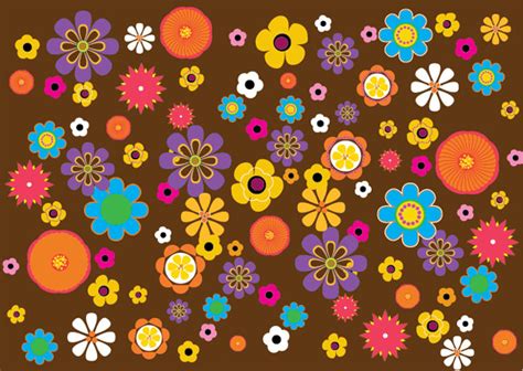 Retro Flowers Pattern - Free Vector Site | Download Free Vector Art, Graphics