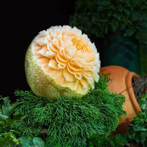 Orange Cantaloupe Melon Carving. Stock Photo - Image of background, nutrition: 112420760