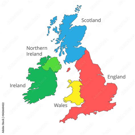 Vector isolated the UK map of Great Britain and Northern Ireland. Silhouette map of Scotland ...