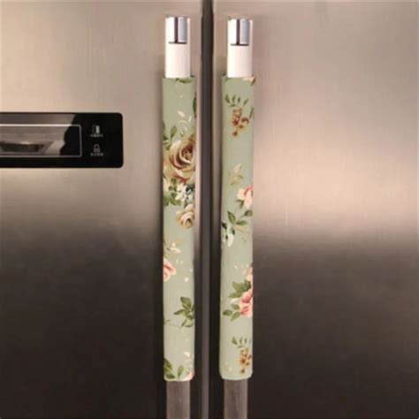 Floral Print Refrigerator Handle Covers Cotton Cloth Fridge Cases Pastoral Style Fridge Handle ...