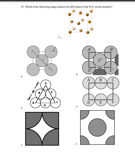 Solved 55. Which of the following images depicts the (001) | Chegg.com