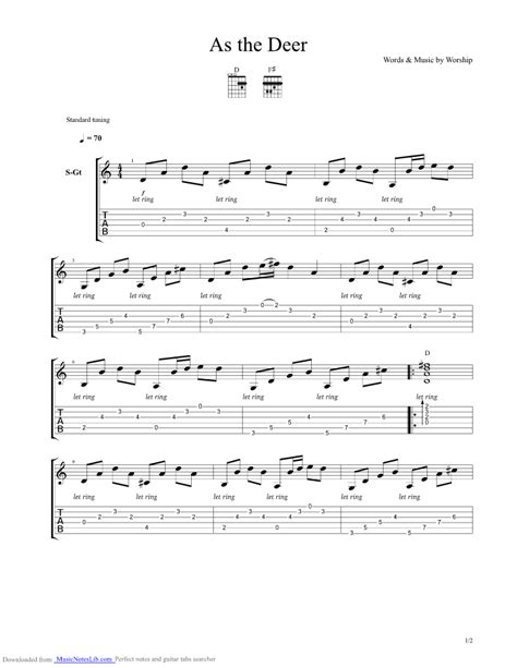 As The Deer guitar pro tab by Worship @ musicnoteslib.com