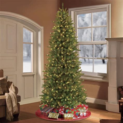 Puleo 7.5 ft. Pre-Lit Slim Fraser Fir Artificial Christmas Tree with ...