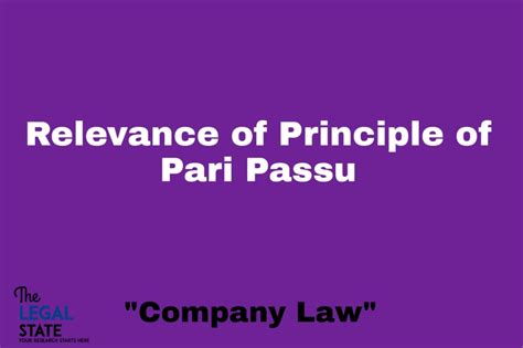 Relevance of Principle of Pari Passu in Contemporary World - The Legal ...