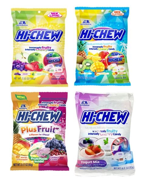 Hi-Chew Fruit Chewy Candy Peg Bag Mix 4- Pack Variety - Original, Tropical, Plus Fruit, and ...