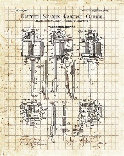 Tattoo Patent Poster Tattoo Machine Print Tattooing Device - Etsy