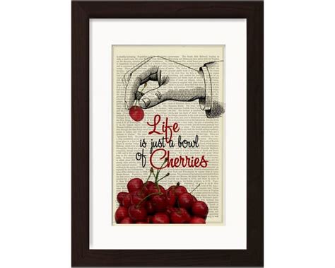 Life is Just A Bowl of Cherries Print on Upcycled Vintage Page - Etsy