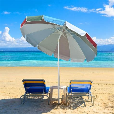 Yescom 7' Rainbow Beach Umbrella Sunshade with Tilt Sand Anchor UV ...