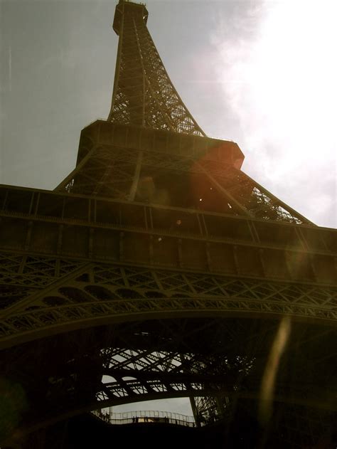 the eiffel tower is shown from below