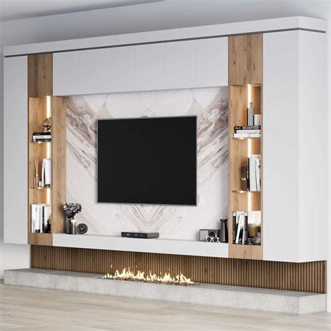 PA Modern Living Room Furniture Wood Wall Unit Cabinet TV Display Stand ...