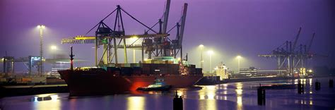 Port, Night, Illuminated, Hamburg Photograph by Panoramic Images - Fine ...