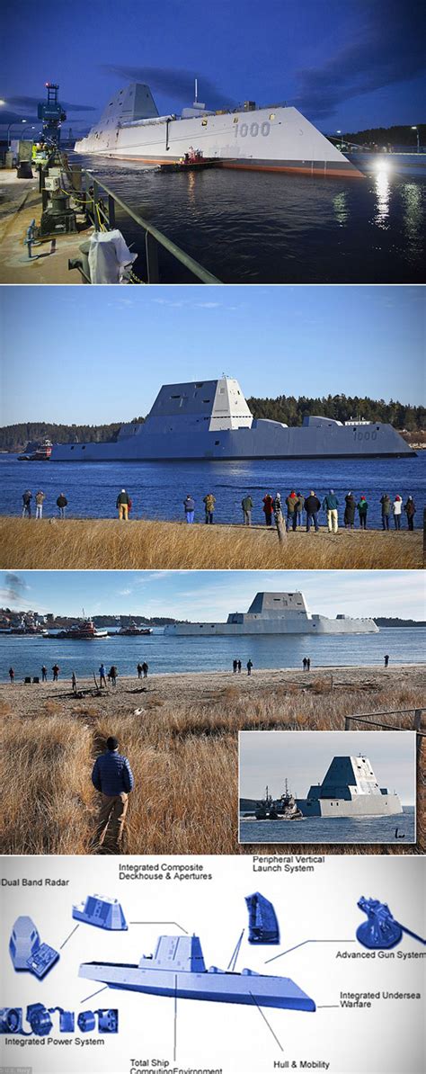 USS Zumwalt Stealth Destroyer Weighs 15,000 Tons and Cost $4.3-Billion to Build, Sets Out on ...