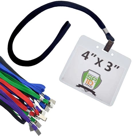 10 Pack - Clear Plastic 4X3 Badge Holders with Lanyards - Immunization ...