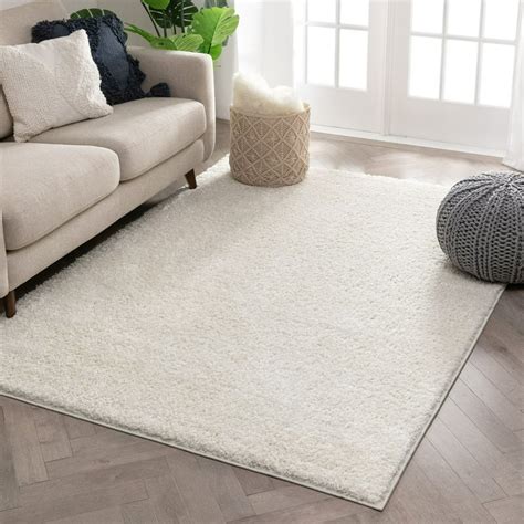 Well Woven Solid Color Ivory Soft Shag Area Rug 3x5 4x6 (3'11" x5'3) - Walmart.com - Walmart.com